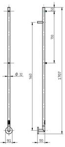 P.M.H. OL1B - Elektrický sušák na ručníky OLE 24W/230V 170 cm IP44 černá