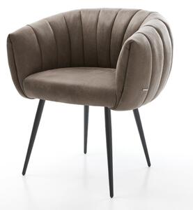 DELIFE Jídelní židle Jada-Flex mikrovlákno taupe vintage 4-nohá zúžená černá taštičkové pružiny