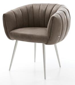 DELIFE Jídelní židle Jada-Flex mikrovlákno taupe vintage 4 nohy zúžené nerezová ocel taštičkové pružiny