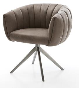 DELIFE Jídelní židle Jada-Flex mikrovlákno taupe vintage křížová podnož široká grafitová otočná 360° houpací funkce taštičkové pružiny