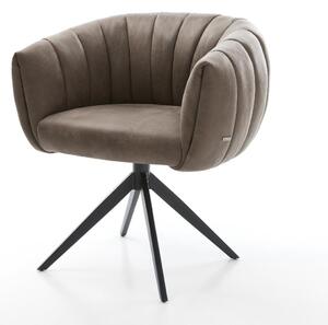 DELIFE Jídelní židle Jada-Flex mikrovlákno taupe vintage křížová podnož široká černá 360° otočná houpací funkce taštičkové pružiny