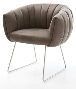 DELIFE Jídelní židle Jada-Flex mikrovlákno taupe vintage tenká podnož nerezová ocel taštičkové pružiny
