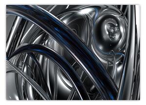 Obraz šedé abstrakce s modrou (70x50 cm)