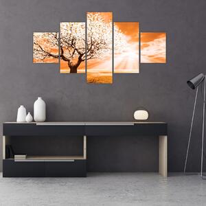 Oranžový obraz stromu (125x70 cm)