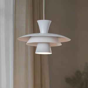 Luminex Závěsné světlo Plato, bílé, kov, Ø 38 cm, E27, stmívatelný, Bílá / opál, Obývací pokoj / jídelna, kov, Moderní