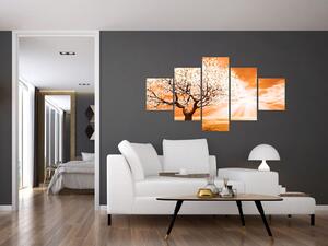 Oranžový obraz stromu (125x70 cm)
