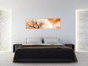 Oranžový obraz stromu (170x50 cm)