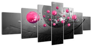 Obraz růžových abstraktních koulí (210x100 cm)