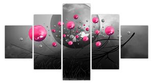 Obraz růžových abstraktních koulí (125x70 cm)