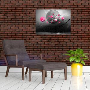 Obraz růžových abstraktních koulí (70x50 cm)