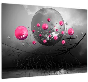 Obraz růžových abstraktních koulí (70x50 cm)
