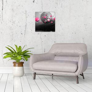 Obraz růžových abstraktních koulí (30x30 cm)