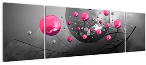 Obraz růžových abstraktních koulí (170x50 cm)