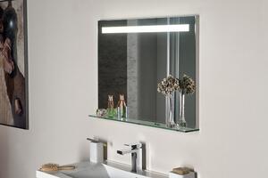 BRETO zrcadlo s LED osvětlením a policí 800x608mm