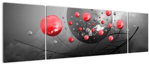 Obraz červených abstraktních koulí (170x50 cm)