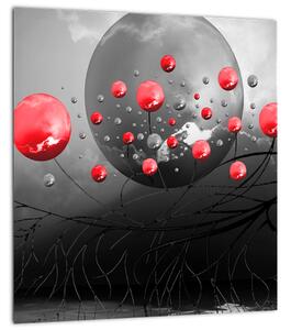 Obraz červených abstraktních koulí (30x30 cm)