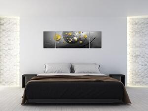 Obraz zlatých abstraktních koulí (170x50 cm)