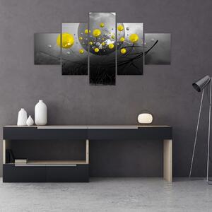 Obraz - žluté abstraktní koule (125x70 cm)