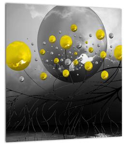 Obraz - žluté abstraktní koule (30x30 cm)