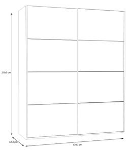 Šatní skříň se zrcadlem KARO 170x210x61 cm bílá