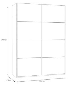 Šatní skříň KARO 150x210x61 cm bílá/dub artisan