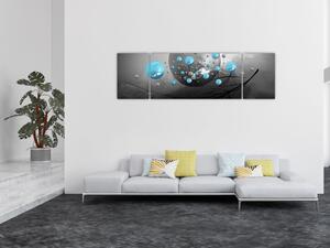 Obraz - světle modré abstraktní koule (170x50 cm)