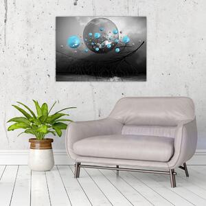Obraz - světle modré abstraktní koule (70x50 cm)