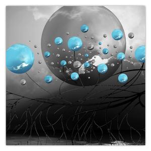 Obraz - světle modré abstraktní koule (30x30 cm)