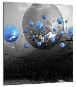 Obraz modrých abstraktních koulí (30x30 cm)
