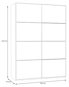 Šatní skříň se zrcadlem KARO 150x210x61 cm bílá
