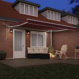 Automatická zatahovací markýza s LED burgundská 400 x 300 cm