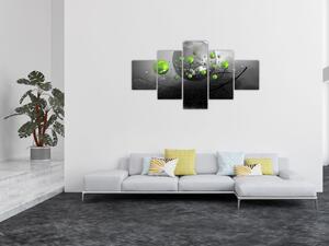 Obraz zelených abstraktních koulí (125x70 cm)
