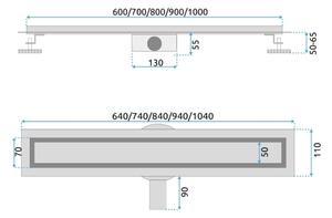 REA-G2702 - Odtokový žlab NEOX PRO 70 cm nerezová ocel/broušená zlatá