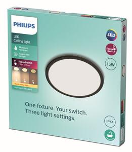 Philips 8719514327207 Super Slim CL550 stropní svítidlo LED D250mm 15W/1300lm 2700K IP44 černá SceneSwitch