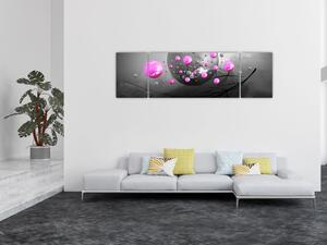 Obraz růžových koulí (170x50 cm)