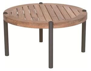 Stern Konferenční stolek Taro, Stern, kulatý 65x35 cm, rám lakovaný hliník šedočerný (anthracite), deska teak