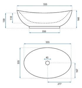 REA-U6801 - Umyvadlo na desku KATE 33,5x55,5 cm keramika/lesklá bílá