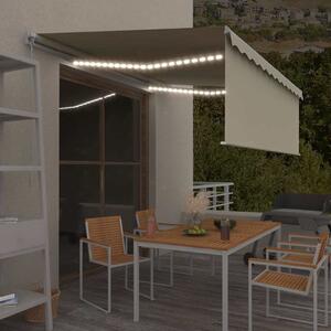 Ručně zatahovací markýza s roletou a LED 4 x 3 m krémová 3069302