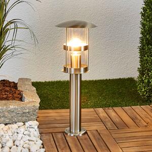 Lindby stolní lampa Noemi, šedá, nerezová ocel, 50 cm, IP44, Hliník / šedá / zinek, Nerezová ocel, Moderní