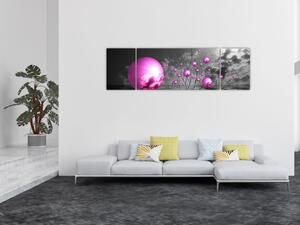 Obraz růžových koulí (170x50 cm)