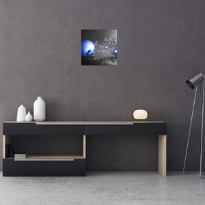 Obraz tmavé modrých koulí (30x30 cm)