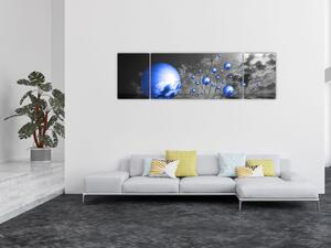 Obraz tmavé modrých koulí (170x50 cm)