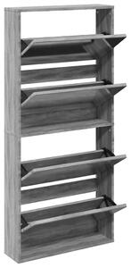 Botník se zrcadlem 4patrový šedý sonoma 63 x 17 x 134 cm