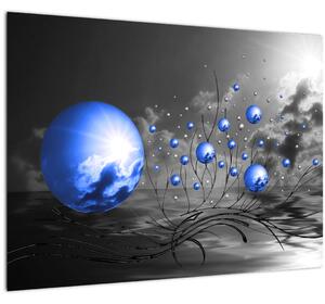 Obraz tmavé modrých koulí (70x50 cm)