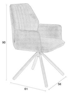 White Label Zeleno-šedá sametová jídelní židle WLL JAMIE
