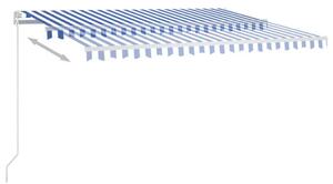Ručně zatahovací markýza s LED světlem 450 x 350 cm modrobílá
