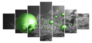 Obraz zelených abstraktních koulí (210x100 cm)