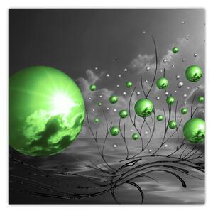 Obraz zelených abstraktních koulí (30x30 cm)