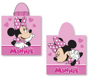 DĚTSKÝ BAVLNĚNÝ PONČO RUČNÍK S KAPUCÍ MINNIE 50X115 CM VZOROVANÝ