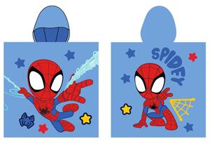 DĚTSKÝ BAVLNĚNÝ PONČO RUČNÍK S KAPUCÍ SPIDEY 50X115 CM VZOROVANÝ